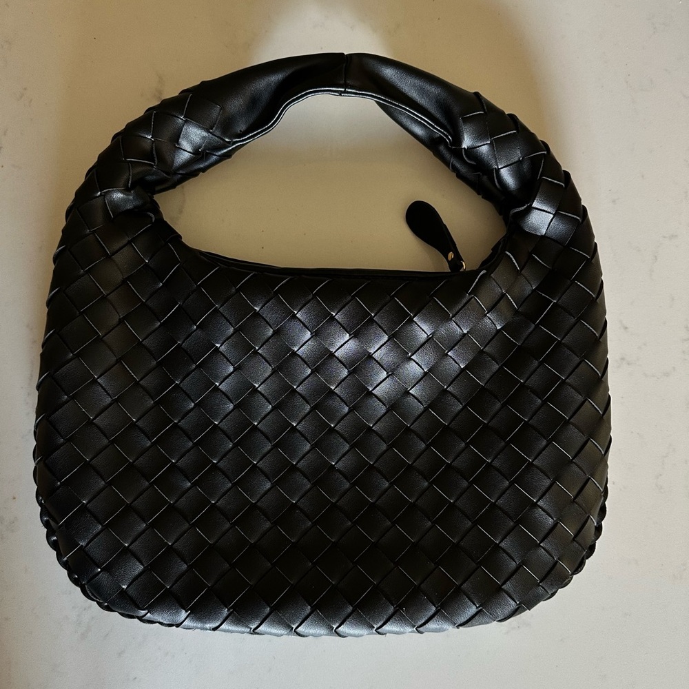 Black Woven Hobo Bag
